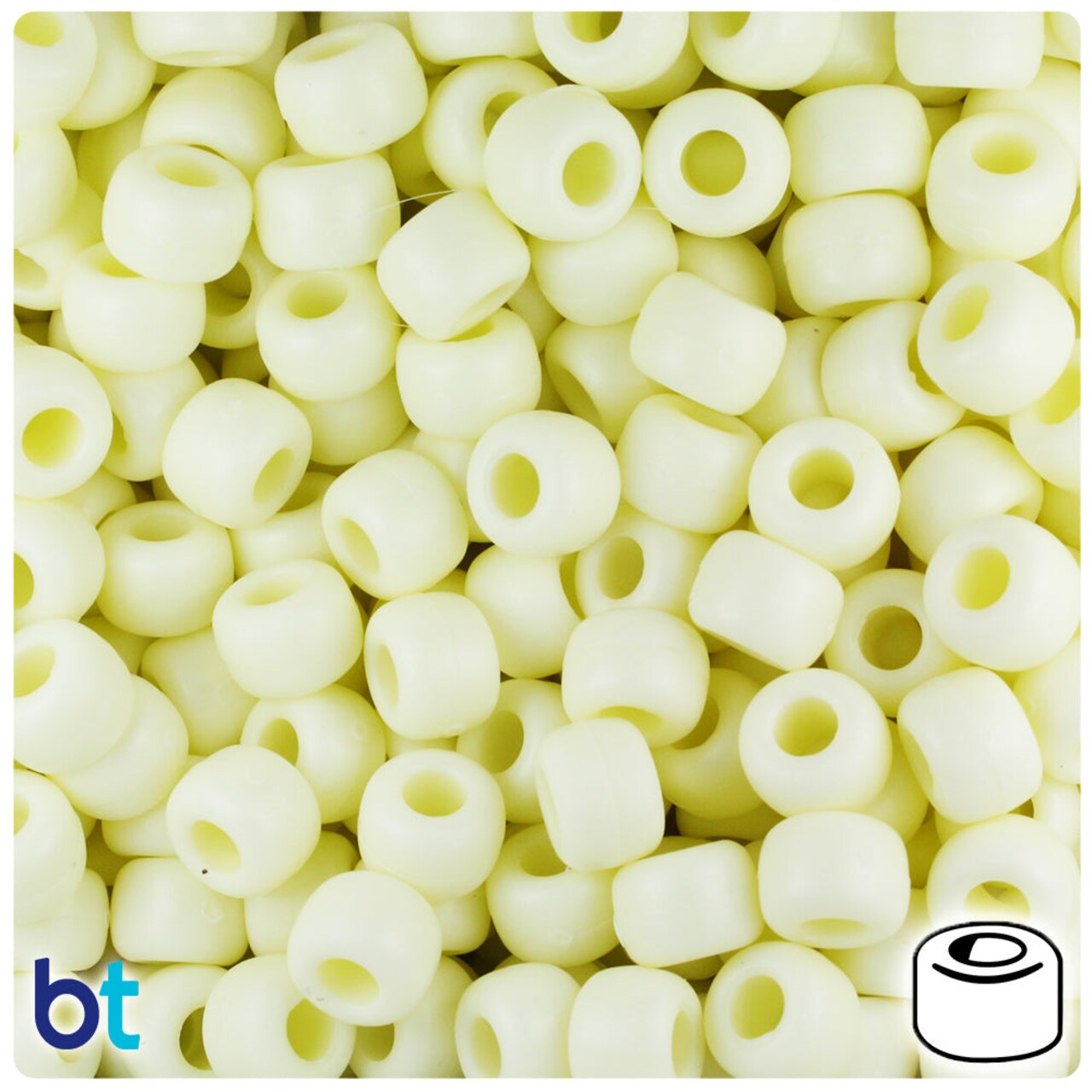 BeadTin Buttermilk Matte 9mm Barrel Plastic Pony Beads (500pcs)